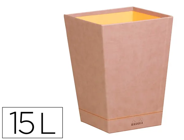 Corbeille   papiers rhodiarama  simil cuir taupe  velout  15l 27x27x32 cm — Non classé
