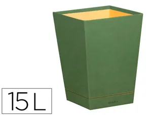 Corbeille   papiers rhodiarama  simil cuir sauge  velout  15l 27x27x32 cm — Non classé