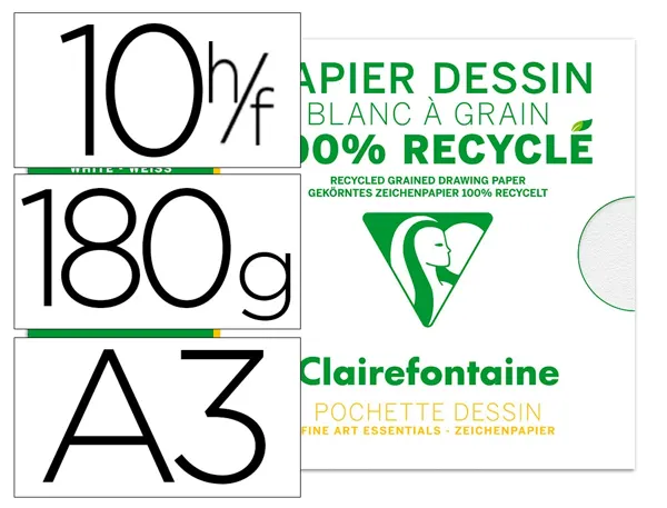 Pochette dessin   grain a3 100% recycl  180gr 10f — Non classé