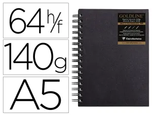 Carnet goldline spirale a5 couverture noire portrait 14,8x21cm 140g 64f — Non classé