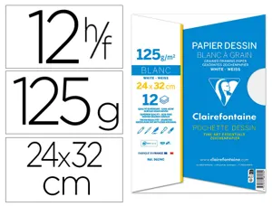 Pochette dessin   grain clairefontaine blanc 125gr    24x32cm 12f — Non classé