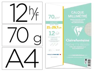 Pochette papier calque clairefontaine a4 70/75gr     21x29,7cm 12f — Non classé