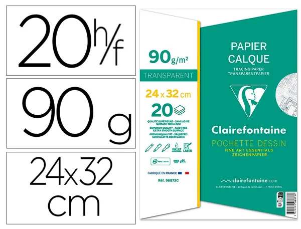 Clairefontaine Papier calque, 90/95 g/m2, 240 x 320 mm — Papiers technique