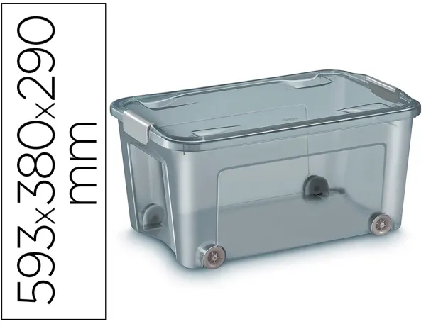 Boite de rangement cep polypropylene 4roulettes pour deplacement 59,3x38x29cm      contenance 43l — Non classé