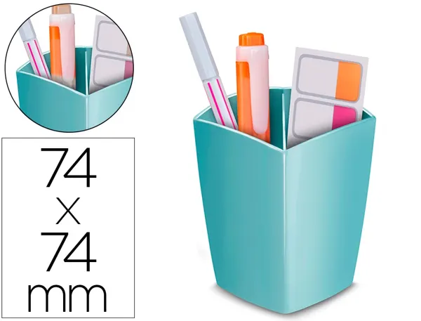 Pot Crayons Cep Riviera 2 Compartiments 32 Crayons 74x74x95 Mm Vert D'eau — Aménagement d'espace