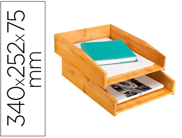 Corbeille   courrier cep bambu superposable verticale/ escalier 34ox252x75mm set 2   unit s — Non classé