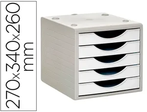 Module de classement archivo 2000 5 tiroirs coloris blanc  opaque 270x340x260mm — Non classé