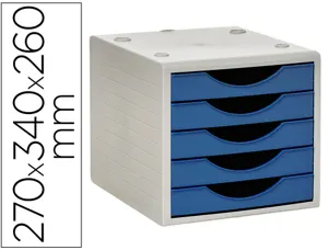 Module de classement archivo 2000 5 tiroirs coloris bleu   opaque 270x340x260mm — Non classé
