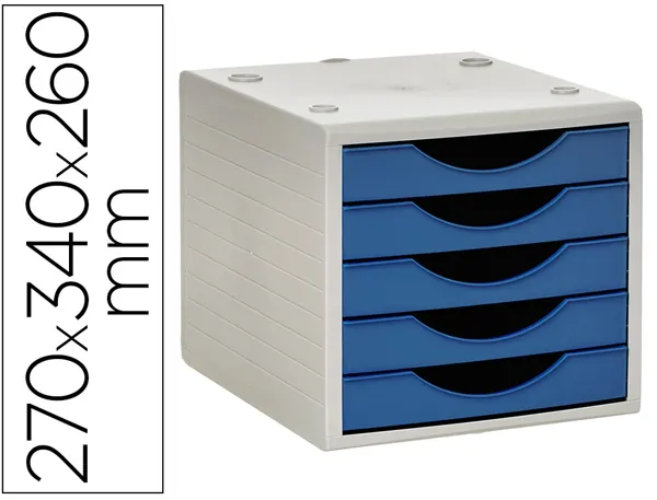 Module de classement archivo 2000 5 tiroirs coloris bleu   opaque 270x340x260mm — Non classé
