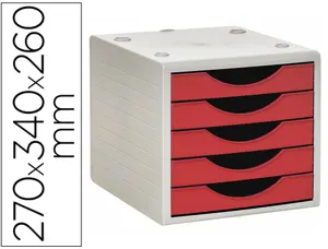Module de classement archivo 2000 5 tiroirs coloris rouge  opaque 270x340x260mm — Non classé