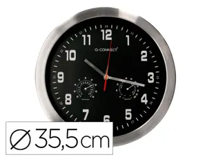 Horloge q-connect murale metallique mouvement          silencieux diametre 35 cm     coloris noir — Non classé