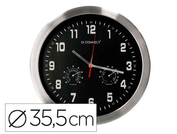 Horloge q-connect murale metallique mouvement          silencieux diametre 35 cm     coloris noir — Non classé