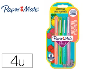 Feutre ecriture paper mate flair original  pointe        moyenne 0,7mm encres          assorties fun blister 4 — Non classé