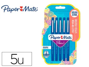 Feutre ecriture paper mate flair original pointe moyenne 0,7mm encres bleu blister 5   couleurs — Non classé