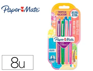Feutre ecriture paper mate flair tropical pointe moyenne 0,7mm encres assorties        blister 8 couleurs — Non classé