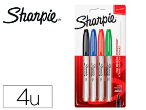 Marqueur permanent sharpie pointe fine 0,9mm encres      assorties standard blister 4  couleurs — Non classé