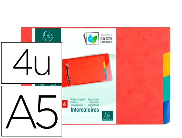 EXACOMPTA Intercalaires en carton, 148 x 210 mm, 4 touches — Intercalaires