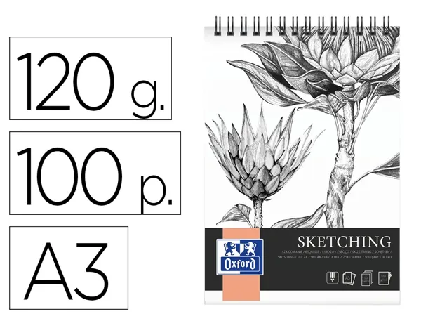 Bloc sketching oxford integral reliure spirale a3   100 pages 120g — Non classé