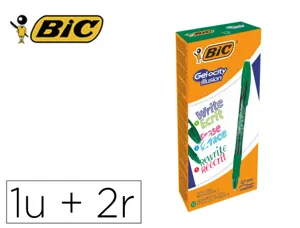 Roller bic gel-ocity illusion pointe moyenne 0,7mm grip caoutchouc encre effacable et rechargeable verte + 2 recharges —…