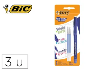 Roller bic gel-ocity illusion pointe moyenne 0,7mm grip caoutchouc encre effacable et rechargeable bleue set 3 unites — Non…