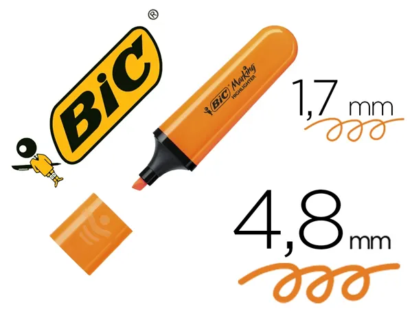 Surligneur bic tank marking highlighter sechage rapide    pointe biseautee coloris      orange — Non classé