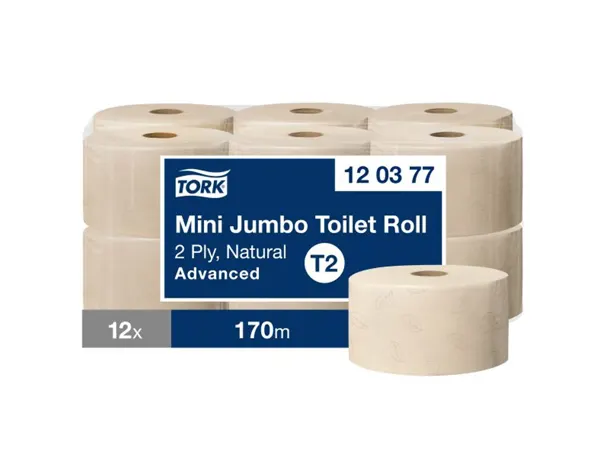 Papier toilette tork mini t2 jumbo naturel advanced 2 plis rouleau 170m — Non classé