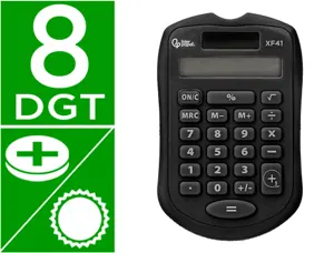 Calculatrice de poche liderpapel xf43 8 chiffres    solaire et piles              94x59,5x10,5mm coloris noir — Non classé