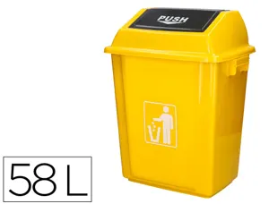 Poubelle q-connect plastique couvercle basculant 58l       470x330x760mm coloris jaune — Non classé