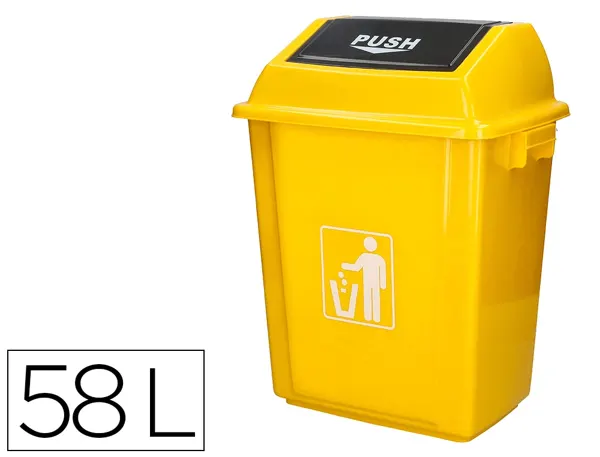 Poubelle q-connect plastique couvercle basculant 58l       470x330x760mm coloris jaune — Non classé