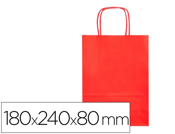 Sac papier q-connect cellulose xs anse torsadee    180x240x80mm coloris rouge — Non classé