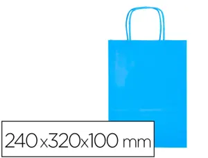 Sac papier q-connect cellulose s anse torsadee     240x320x10mm coloris bleu     ciel — Non classé