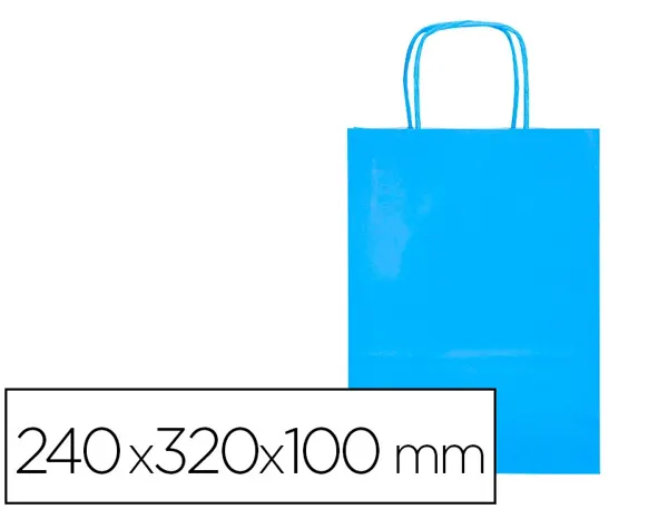 Sac papier q-connect cellulose s anse torsadee     240x320x10mm coloris bleu     ciel — Non classé