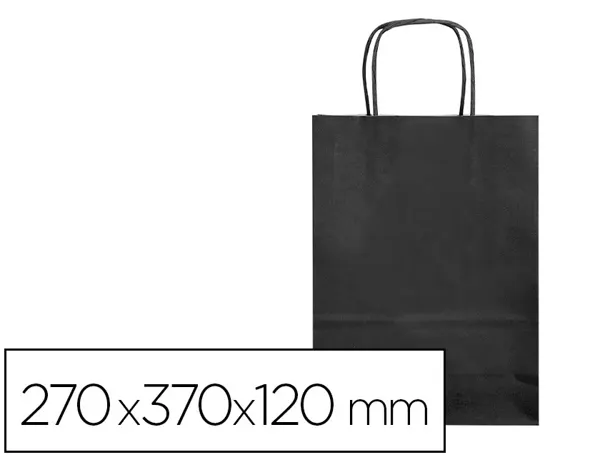 Sac papier q-connect cellulose m anse torsadee     270x370x12mm coloris noir — Non classé