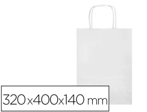 Sac papier q-connect cellulose l anse torsadee     320x400x14mm coloris blanc — Non classé