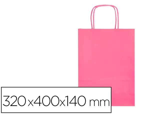Sac papier q-connect cellulose l anse torsadee     320x400x14mm coloris rose — Non classé