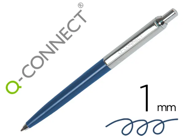 Stylo-bille q-connect premium metallique retractable grip   pointe 1mm coloris bleu — Non classé