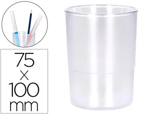 Pot a crayons q-connect plastique diametre 75mm       hauteur 100mm coloris         transparent — Non classé