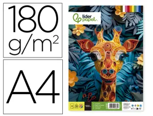 Papier cartonne liderpapel a4 180gr coloris assortis paquet 100 feuilles — Non classé