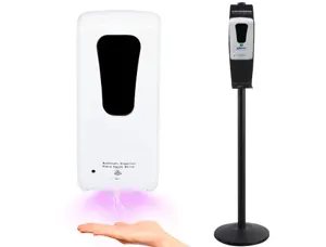 Distributeur gel et savon q-connect automatique capteur et support metallique hauteur 152cm capacite 1000ml blanc — Non…
