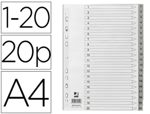 Intercalaire q-connect numerique 1-20 plastique 20   positions a4 indice           multiperfore — Non classé
