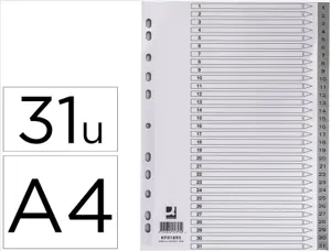 Intercalaire q-connect numerique 1-31 plastique 31   positions a4 indice           multiperfore — Non classé