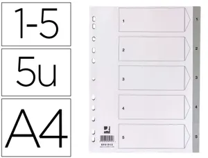 Intercalaire q-connect numerique 1-5 plastique 5     positions a4 indice           multiperfore — Non classé