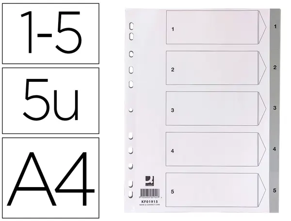 Intercalaire q-connect numerique 1-5 plastique 5     positions a4 indice           multiperfore — Non classé