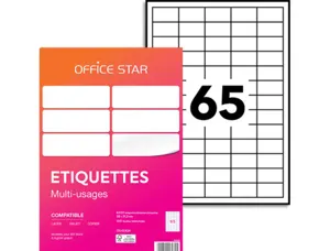 Etiquette office star impression laser jet encre et copieur 38x21,2mm coloris     blanc pochette 6500 unites — Non classé