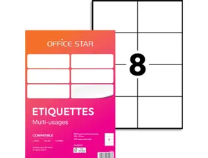 Etiquette office star impression laser jet encre et copieur 105x74mm coloris      blanc pochette 800 unites — Non classé
