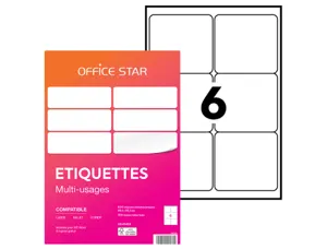 Etiquette office star impression laser jet encre et copieur 99,1x93,1mm coloris   blanc pochette 600 unites — Non classé