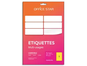 Etiquette office star impression laser jet encre et copieur 210x297mm coloris     jaune pochette 100 unites — Non classé