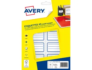Etiquette scolaire avery impression laser jet encre et copieur 36x56mm coloris blanc lignes bleues pochette 120 — Non classé