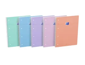 Cahier oxford smart spirale 4 trous 230x297mm 160 pages     optik paper seyes coloris     pastel assortis lot 20 unites —…