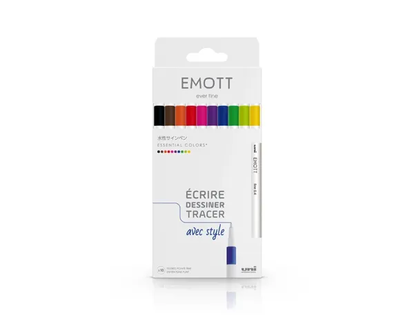 Feutre uniball emott essential colors pointe fine  coloris assortis pochette 10  unites — Non classé